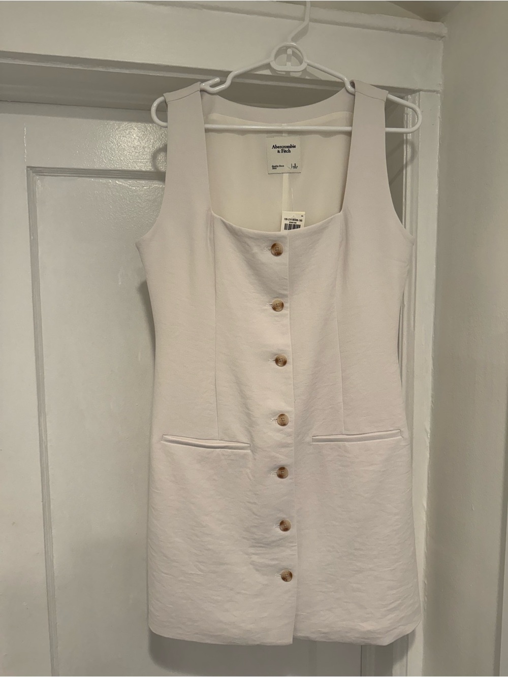 Abercrombie & Fitch Cream Button-Front Mini Dress